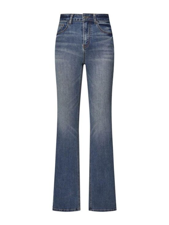 Pants - High Waist Medium Wash Bootcut Jeans for Women, Slim Stretch Flare Leg Denim Tro